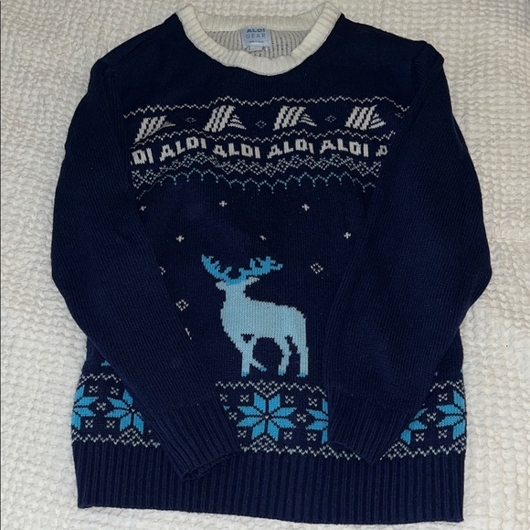 Navy Blue Aldi Sweater with Reindeer Design - Picture 1 of 3